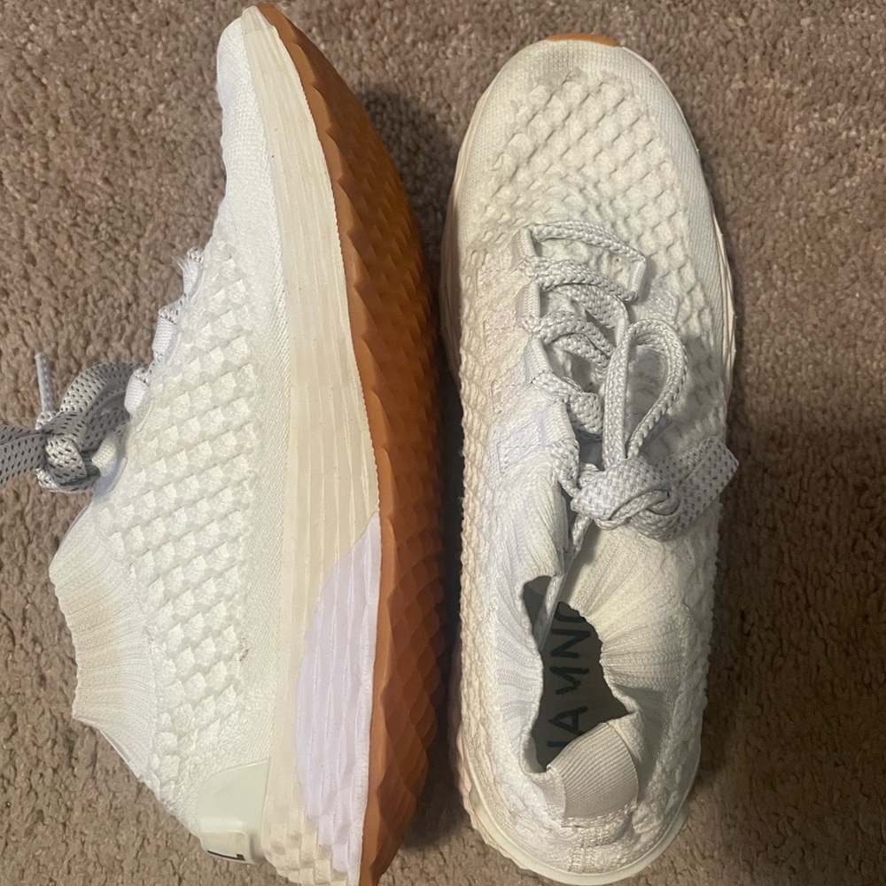 White Knit Sneakers with Gum Sole